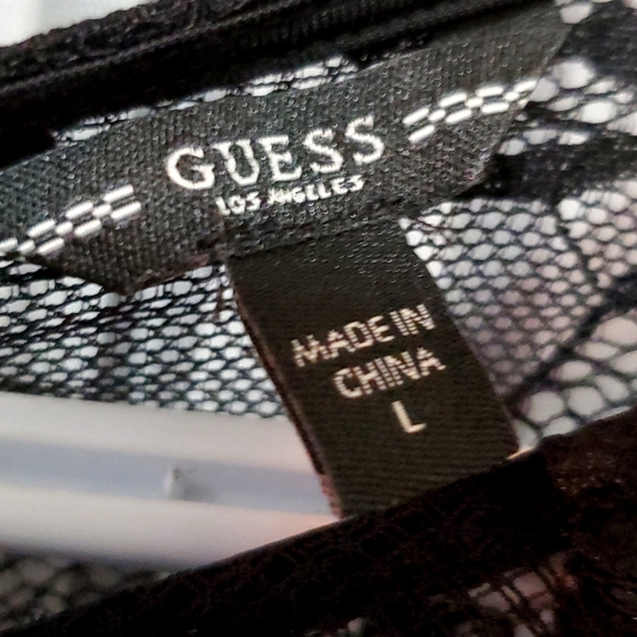 Guess Kristine Black Lace Top Keyhole Jumper Size Large - Picture 4 of 5